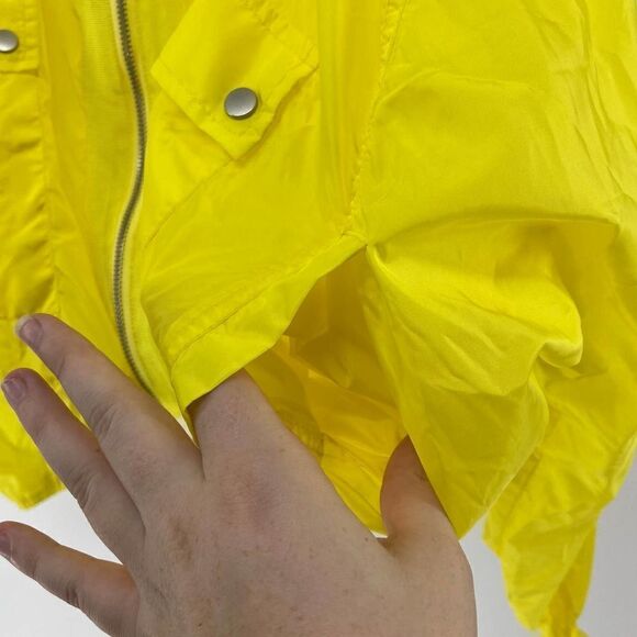 Lovers and Friends Bonnie Womens Neon Yellow New Cropped hooded Zip raincoat XL - Picture 4 of 7